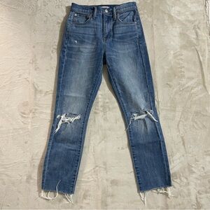 MADEWELL Jeans Womens‎ Size 23 The High Rise Slim Boy Jean Distressed Raw Hems